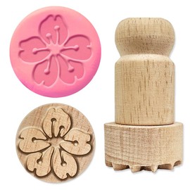 OLYCRAFT Wooden Stamps 1 inch Cherry Blossom Round Stamp Wooden Clay Stamp Round Wood Stamp Natural Wood Stamp Round Pottery Stamp Small Stamp for Card Making DIY Craft Letter Diary and Scrapbooking