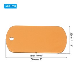 PATIKIL Metal Engraving Blank Tags, 30 Pcs Rectangle Aluminum Blank Tags Metal DIY Tag with Hole for Engraving Stamping Jewelry Bracelet Necklace DIY Craft Making, Orange
