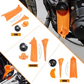 HCmotorku Crankcase Fill Funnel Drip-Free Oil Filter Funnel Primary Case Oil Fill Funnel Oil Filter Wrench Set Fit for Harley 4 Pcs Orange