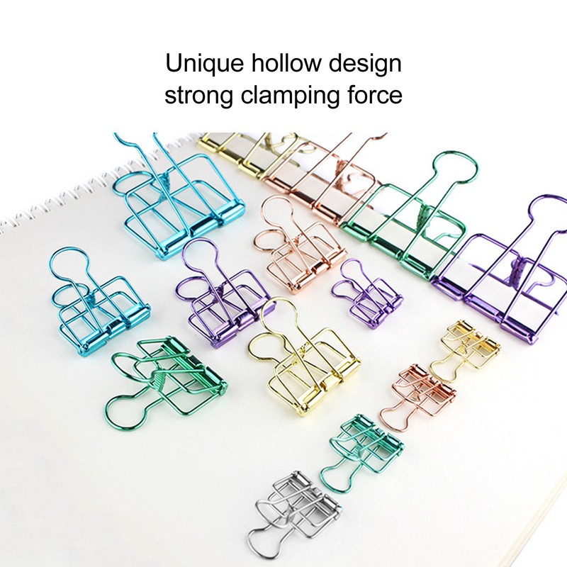 90 Pcs Binder Clips 32mm Hollow Strong Clamping Force Metal