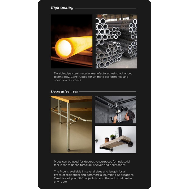 Everflow Supplies PCGL3072 72" Long Pre-Cut Galvanized Steel Pipe with