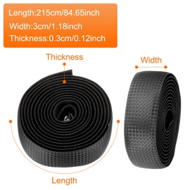 HARFINGTON Bike Handlebar Tape PU EVA Carbon Fiber Soft Bicycle Bar Tape with End Plugs for Road Cycling Folding Bicycles Enhance Bike Grip, Black