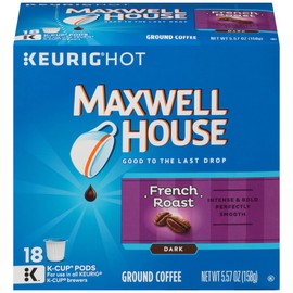Maxwell House French Roast Coffee K-Cup Pods, 18 count