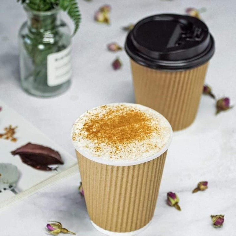 HOT BARGAINS 50 X 12oz Disposable Kraft Paper Cups with