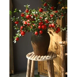 Okngr Artificial Pomegranate Branch, 3pcs Artificial Rosehip Berries 31.5inch Fake Berries Decor Simulation Pomegranate Bouquet Artificial Branches Winter Decorative for Home, Holiday Decoration