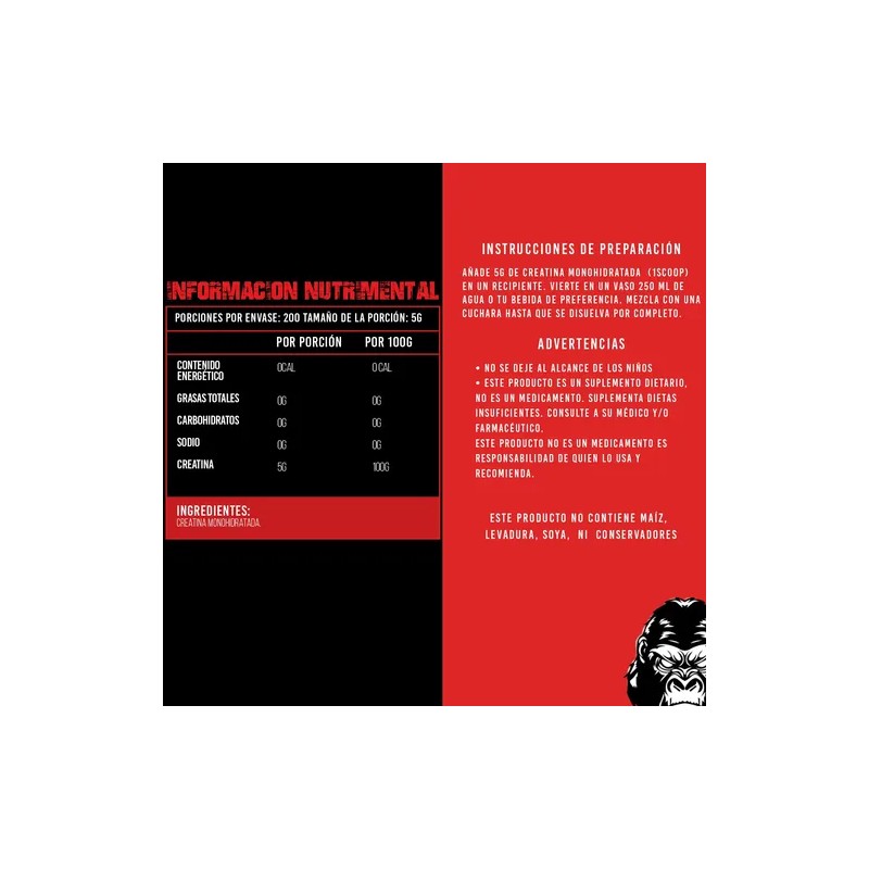 Creatina Monohidratada 1kg Strong Protein 200 Servicios