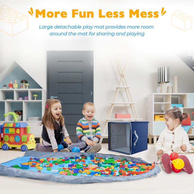 SAM AND MABEL Toy Storage Organizer with Play Mat for