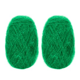 CAMAL Scrubby Yarn for Dishcloths Polyester Yarn for Crocheting Supplies Sparkle Colorful Hand Knitting Yarn for Dishcloths, DIY Crafts, 2 Pack 109 Yards Per Skein(Emerald Green)