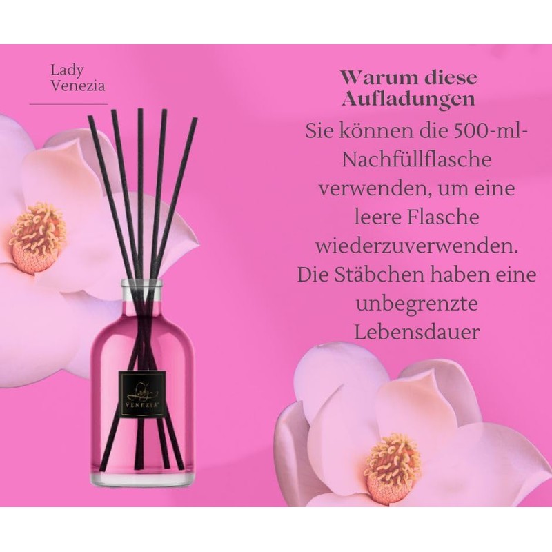 Lady Venezia Raumduft Nachfüllflasche I Diffusor-Nachfüllung I Raumduft Refill I