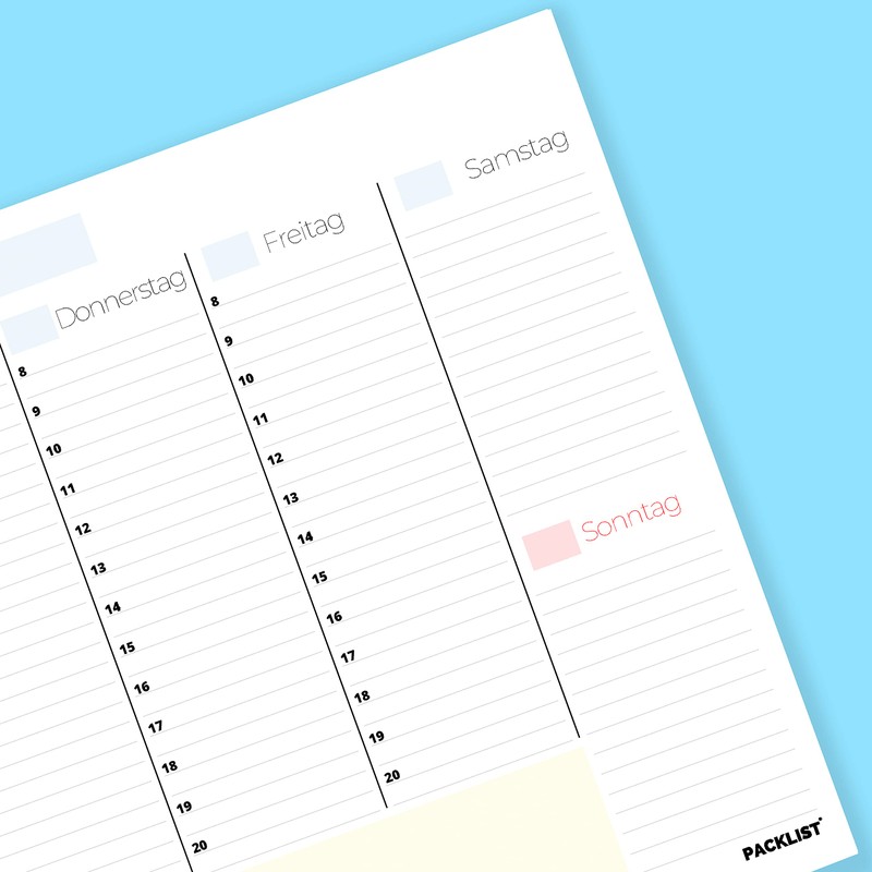 PACKLIST® Weekly Planner Pad A4 without Fixed Date, 52 Week