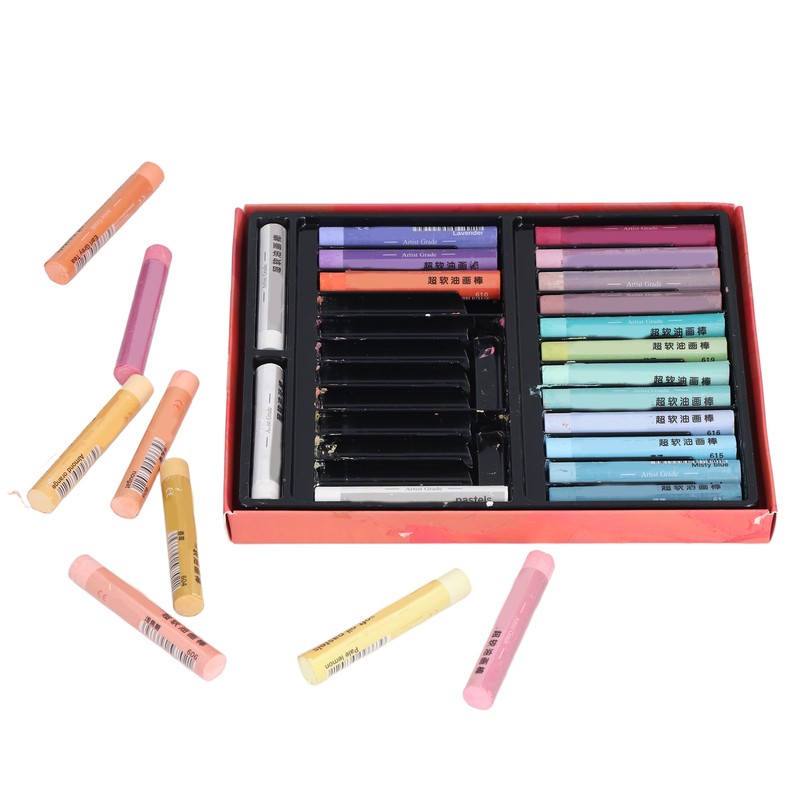 26pcs Oil Pastels 24 Colors Soft Creamy Safe Reliable DIY