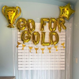 GO FOR GOLD Banner,Champion Banners for Olympic Themed Events Competition Game Party Decor Supplies,Gold