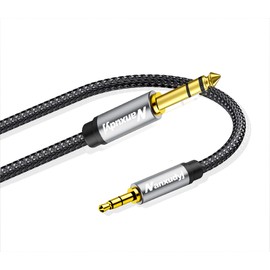 Nanxudyj 6.35mm 1/4" Male to 3.5mm 1/8" Male 1ft Stereo Audio Cable with Zinc Alloy Housing and Nylon Braid Compatible forHeadphones,Laptop,Home Theater Devices, and Amplifiers & More.0.3M