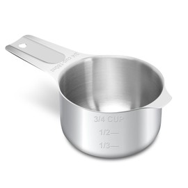 AUOIKK 3/4 Cup (180 ml | 6 oz| 180 cc) Stainless Steel Measuring Cup, Metal Measuring Cup for Cooking & Baking