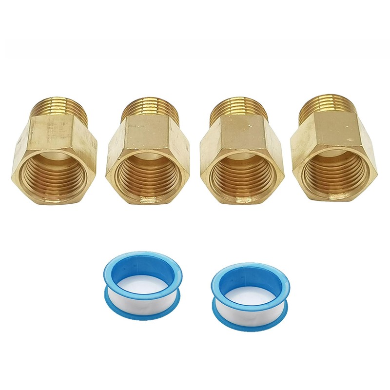 4 Pcs 1/2" MNPT x 1/2" FNPT Thread Brass Hex