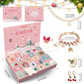 MOVINPE Jewellery Advent Calendar 2024 for Girls - Bracelet Advent Calendar for Kids Teens, Christmas Calendar with Earrings Rings Necklace Bracelets