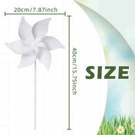 Juinipe 12 Pcs DIY Paper Pinwheels Craft for Kids Bulk Summer Color Your Own White Blank Pinwheels Summer Activity Arts Windmills for Boys Girls School Group Project Home Party Favor