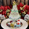 Folkart Cute Handmade Glasswork Sleigh Pull Santa Tree Set