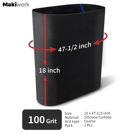 Drum Sander Feed Belt Conveyor Compatible with Delta 18-36 Drum Sander - 100 Grit Silicone Carbide, 18" x 47-1/2"