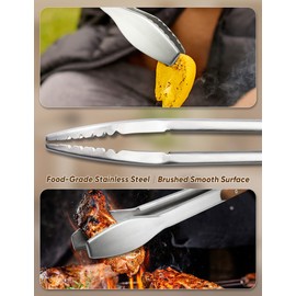 Wood-Handled Grill Tongs, 19.5"/50cm Extra Long BBQ Tongs, Heavy Duty Premium Stainless Steel Metal Tongs with Solid Wood Handles, for Charcoal, Grilling, BBQ, Barbecue, Cooking