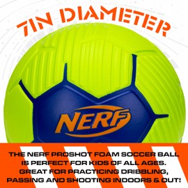NERF Kids Foam Mini Soccer Ball - Proshot Youth Soccer Ball - 7" Indoor + Outdoor Ball for Kids + Toddlers -Green/Blue