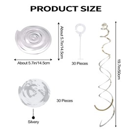 30 Pieces Silver Hanging Swirls Party Decorations Foil Swirl Hanging Decoration，for Ceiling Birthday Graduation Wedding Christmas Anniversary Celebration Party Decor 22"