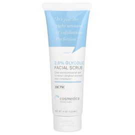Cosmedica Skincare EXFOLIANTE FACIAL CON GLICOLICO AL 2.5%. Elimina células muertas; potente efecto despigmentantes. Con Acido glicólico , acido salicílico y cuencas de jojoba