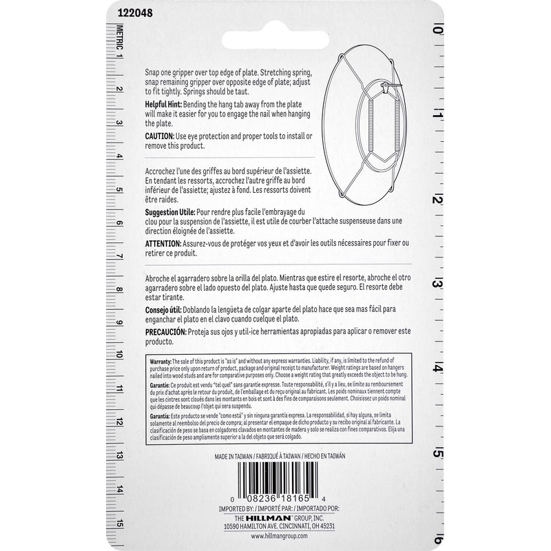 Hillman 122048 Plate Hangers 5-1/2"-8" with Tip Protectors, 1