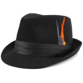 Classic Unisex Trilby Fedora Hat (US, Alpha, One Size, Black)