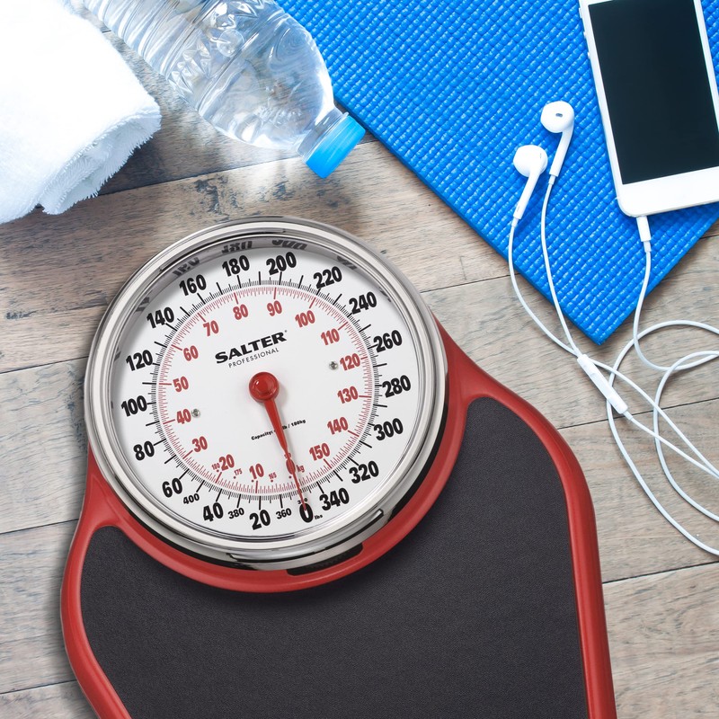 Salter Pro-Helix Professional Oversized Bathroom Scale with Black/Red Powder-Coated Steel