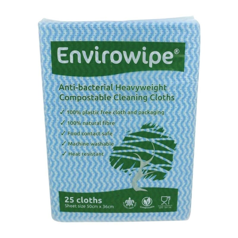 EcoTech EWF25B Envirowipe Compostable Folded Cloth, Blue (pack of 25)