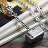 Flongo Men's Vintage Silver Stainless Steel Thor Hammer Biker Pendant
