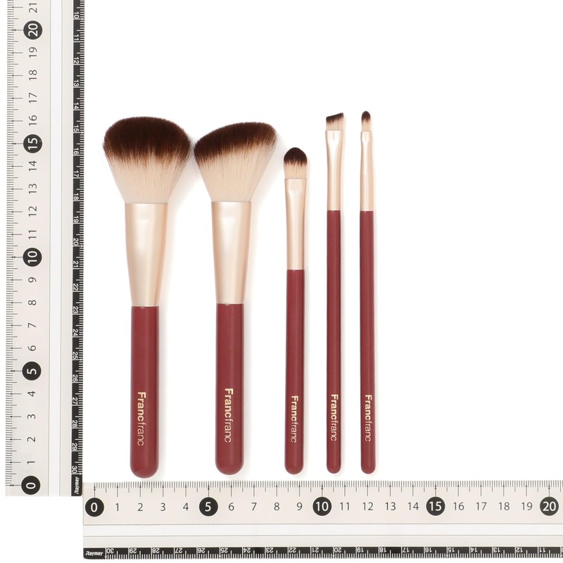 Francfranc Bi-Color Makeup Brushes Set Brown 5pcs with Case Cosmetic