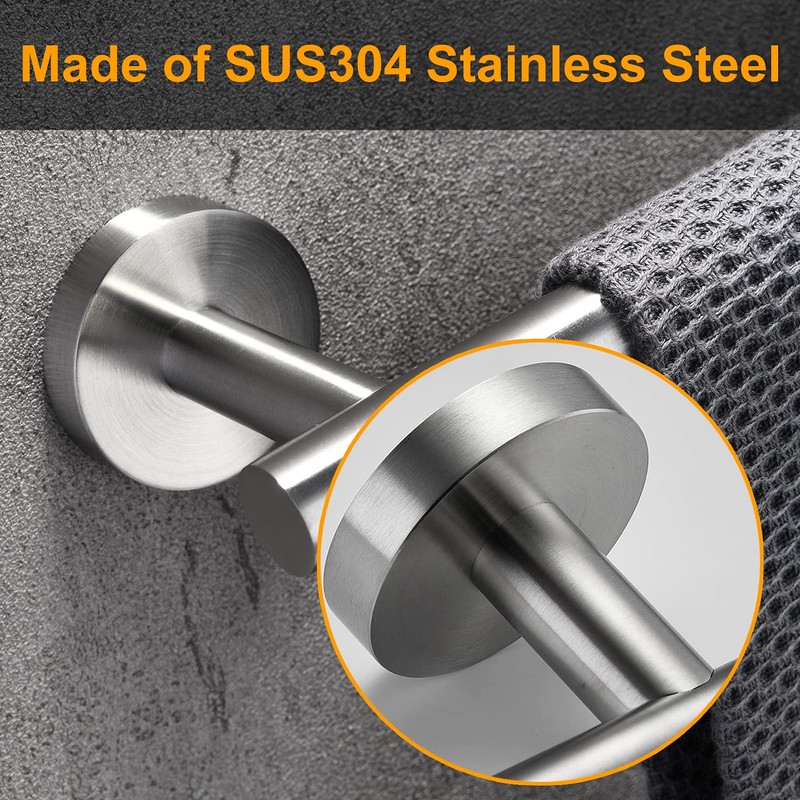 Nolimas Brushed Nickel Bath Towel Bar Single Bars Towel Rack