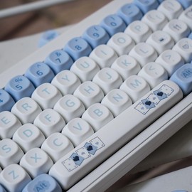 SUEHIODHY PBT - Juego de teclas de gato con perfil MOA, lindas teclas de 144 teclas, teclado de sublimación de tinte, teclado mecánico para 60%, 65%, 70%, 75%, 100% Cherry Gateron MX