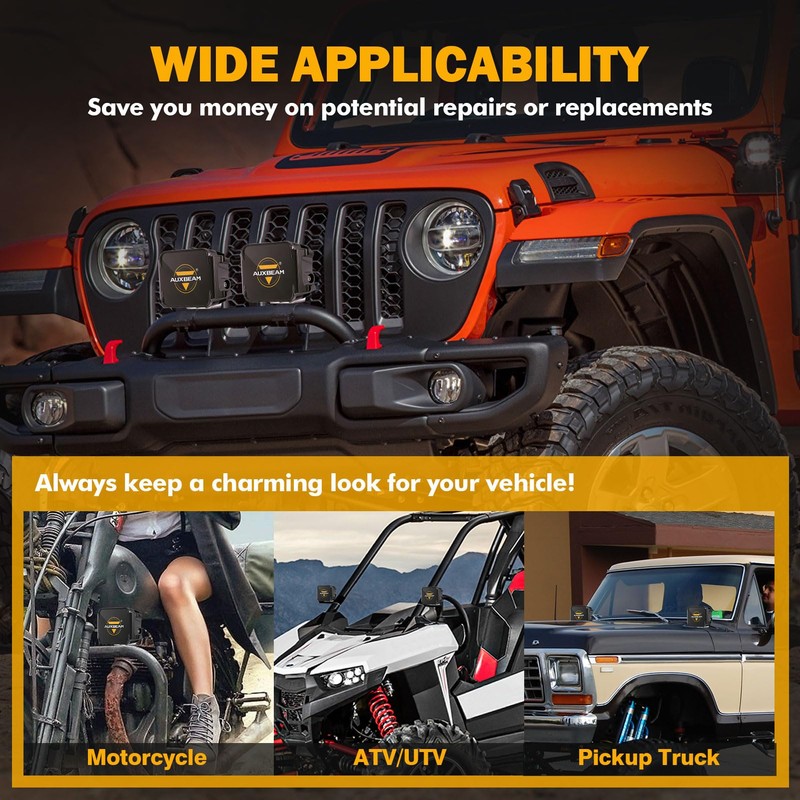 Auxbeam 3 inch Offroad Cube Light Covers 2PCS Polycarbonate Lens