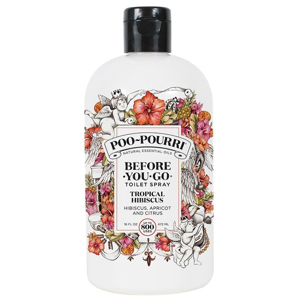 Poo-Pourri Before-You-Go Toilet Spray 16-Ounce Refill Bottle, Tropical Hibiscus