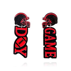 LKingel Football Earrings Game Day Earrings for Women Football Dangle Earrings Rugby Championship Earrings Football Jewelry for Women (BLACK)