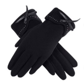 MeiPing Touch Screen Phone Windproof Lined Thick Gloves for Women Lady Winter Warm Gloves, Black 02