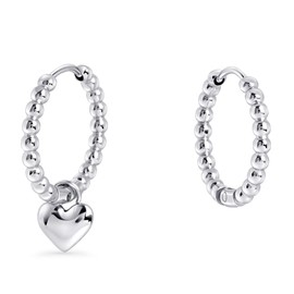 MIA Jewelry Beaded Earrings | Huggie Hypoallergenic Earrings for Women | 2 in 1 Beaded Hoops with Heart Charm | Waterproof | 316L Stainless Steel | Convertible & Comfortable Clasp | 13mm Internal Diameter