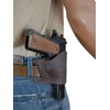 Barsony Quick Slide Gun OWB Brown Leather Holster for Taurus