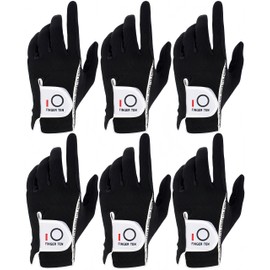 Men's Golf Gloves, Right Hand, Left Hand, All Weather Protection, Anti-Slip, Soft, Golf Fiber, Fit, Velcro, Sweat Prevention, Multifunctional, Set of 6, Black, Gray (Black, 24 for Left Hand)