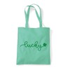 Lucky clover right style cotton tote shopping bag - Mint