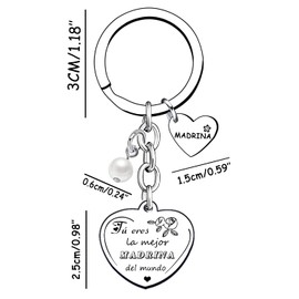 Lumengqi Madrina Regalo Cumpleaños Madrina Llavero Día de la Madre Regalo para Madrina tú eres La mejor madrina del mundo Regalos de Navidad, Silver, 42, silver