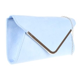 Girly Handbags Womens Envelope Faux Suede Clutch Bag (Serenity)