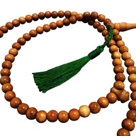 Natural Brown Color 8mm Islamic Prayer Beads Citrus Wood Tasbih with Madinah Green Tassels Gift Boxed