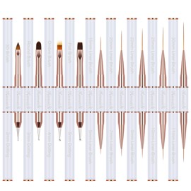 KEMEISI Nail Art Brush Set, 9PCS Double-Ended Acrylic Nail Liner Brush Dotting Pen for Gel Polish Nails, Nail Design Tools for Professional Manicure DIY Home Salon