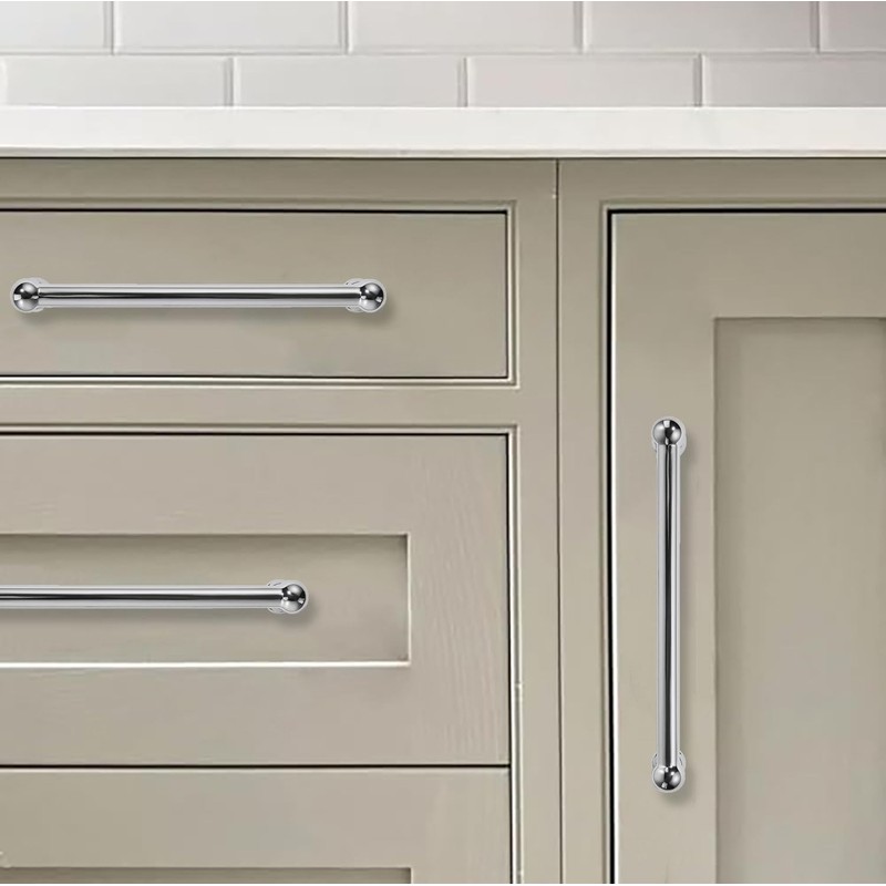 khtumeware 5 Pack 12 Inch Hole Center Polished Chrome Cabinet
