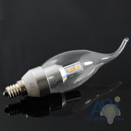 ABI 4-Watt Warm White Dimmable Candelabra Bent Flame Tip LED Light Bulb, E12 Base 250 Lumens