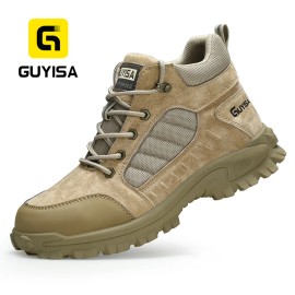 GUYISA Rubber Outsole Safety Boots Anti-smash and Anti-puncture Steel Toe Industrial Safety Boots for MenModel Number: 0276BK-1, Type: Impact Resistant, Gender: Unisex, Size: 11